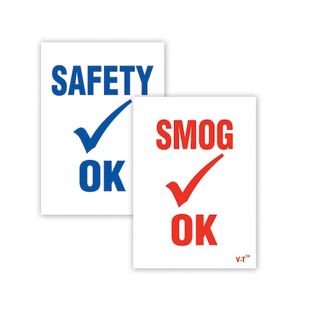 Asp Static Cling InspectionSticker Safety/Smog, 2 1/2" X 3 1/2":Smoke Ok Pk 1846